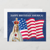 Amerikaanse vlag Onze-Lieve-Vrouw van Fatima Vuurw Briefkaart (Voorkant / Achterkant)