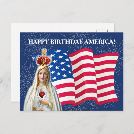 Amerikaanse vlag Onze-Lieve-Vrouw van Fatima Vuurw Briefkaart (Voorkant / Achterkant)