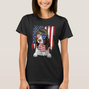 Amerikaanse vlag op 4 juli Engels Springer Spaniel T-shirt