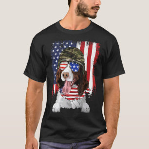 Amerikaanse vlag op 4 juli Engels Springer Spaniel T-shirt