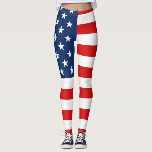 Amerikaanse vlag op 4 juli Leggings (Voorkant)