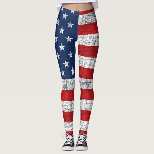 Amerikaanse vlag op 4 juli Leggings (Voorkant)