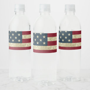 Amerikaanse vlag op 4 juli Onafhankelijkheidsdag Waterfles Etiket