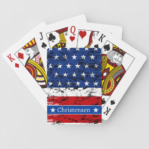 Amerikaanse vlag op 4 juli Patriottische veteraan Pokerkaarten