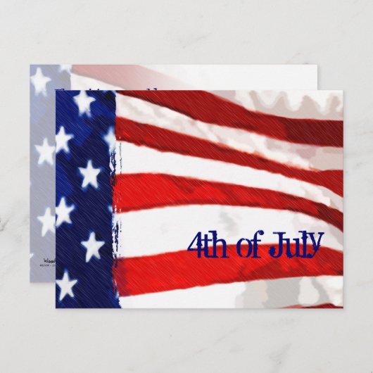 Amerikaanse vlag op 4 juli uitnodiging briefkaart (Voorkant / Achterkant)
