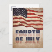 Amerikaanse vlag op 4 juli Uitnodiging Briefkaart (Voorkant / Achterkant)