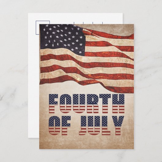 Amerikaanse vlag op 4 juli Uitnodiging Briefkaart (Voorkant / Achterkant)