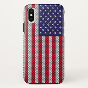 Amerikaanse vlag op afdruk van koolstofvezelstijl iPhone XS hoesje