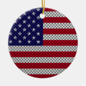 Amerikaanse vlag op afdruk van koolstofvezelstijl keramisch ornament (Voorkant)
