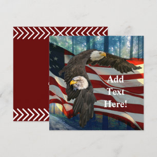 Amerikaanse vlag op Bald Eagle Bedankkaart