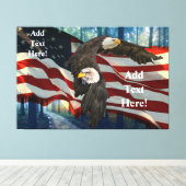 Amerikaanse vlag op Bald Eagle Canvas Afdruk (Insitu (Houten vloer))