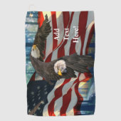 Amerikaanse vlag op Bald Eagle Golfhanddoek (Voorkant)