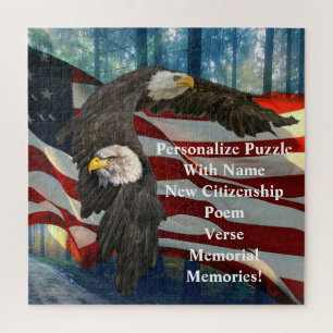 Amerikaanse vlag op Bald Eagle Legpuzzel