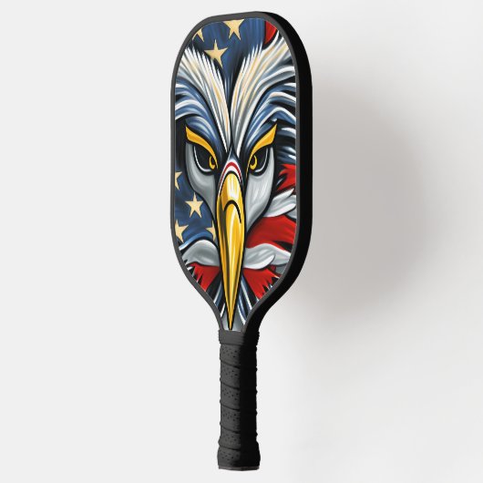 Amerikaanse vlag op Bald Eagle Pickleball Paddle (Links)