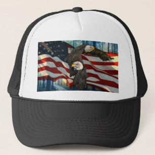 Amerikaanse vlag op Bald Eagle Trucker Pet