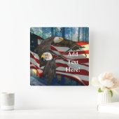 Amerikaanse vlag op Bald Eagle Vierkante Klok (Huis)