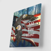 Amerikaanse vlag op Bald Eagle Vierkante Klok (Hoek)