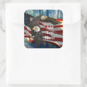 Amerikaanse vlag op Bald Eagle Vierkante Sticker (Tas)