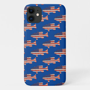 Amerikaanse vlag op blauw iPhone 11 hoesje