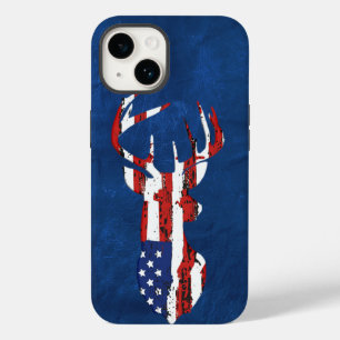 Amerikaanse vlag op blauw leder Case-Mate iPhone 14 hoesje