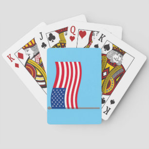 Amerikaanse vlag op blauwe achtergrond pokerkaarten