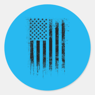 Amerikaanse Vlag Op De Achterkant Met Zwarte Zak U Ronde Sticker