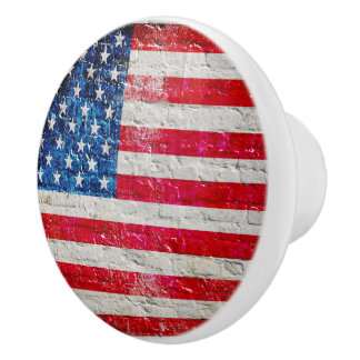 Amerikaanse vlag op de deurknop keramische knop