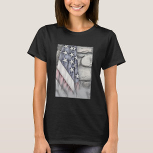 Amerikaanse vlag op de muur t-shirt