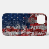 Amerikaanse vlag op de muur van Grunge Case-Mate iPhone Case (Achterkant (horizontaal))