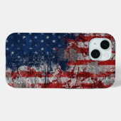 Amerikaanse vlag op de muur van Grunge Case-Mate iPhone Case (Achterkant (horizontaal))