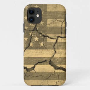 Amerikaanse vlag op de Vintage van Cracked Wall iPhone 11 Hoesje