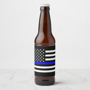 Amerikaanse vlag op een blauwe lijn symbolisch ged bier etiket