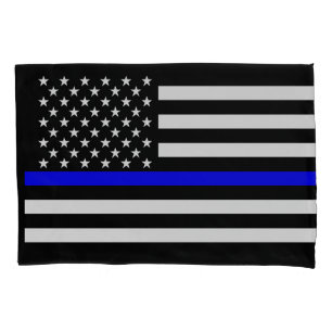 Amerikaanse vlag op een blauwe lijn symbolisch ged kussensloop