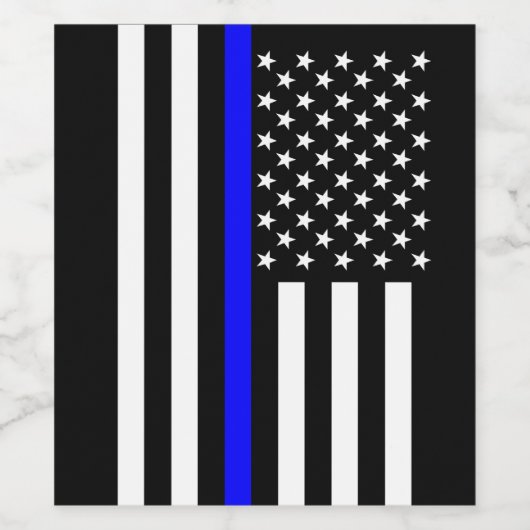 Amerikaanse vlag op een blauwe lijn symbolisch ged wijn etiket (Enkel label)