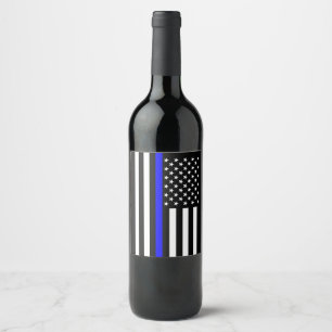 Amerikaanse vlag op een blauwe lijn symbolisch ged wijn etiket