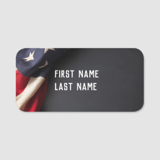 Amerikaanse vlag op een Chalkboard Naamplaatje