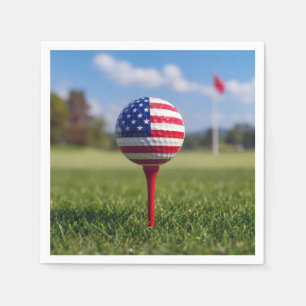 Amerikaanse vlag op een golfbal servet