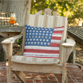 Amerikaanse vlag op het gevelpatroon van de weide buitenkussen