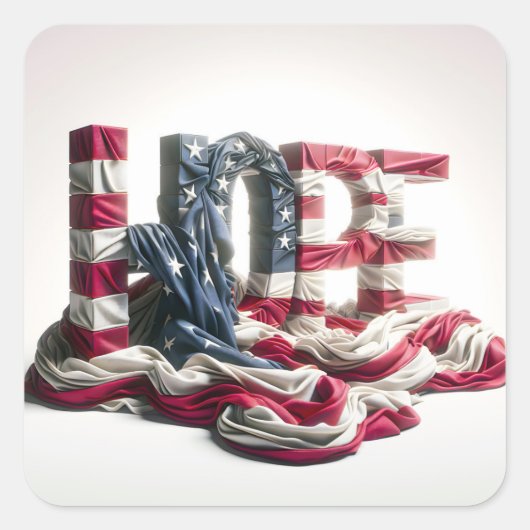 Amerikaanse vlag op hoop vierkante sticker (Voorkant)