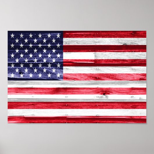 Amerikaanse vlag op hout poster (Voorkant)