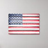 Amerikaanse vlag op houten Afbeelding Canvas Afdruk (Voorkant)