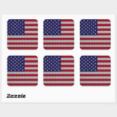 Amerikaanse vlag op koolstofvezel zoals afdrukken vierkante sticker (Vel)