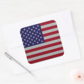 Amerikaanse vlag op koolstofvezel zoals afdrukken vierkante sticker (Envelop)