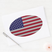 Amerikaanse vlag op koolstofvezelstijldecor ovale sticker (Envelop)