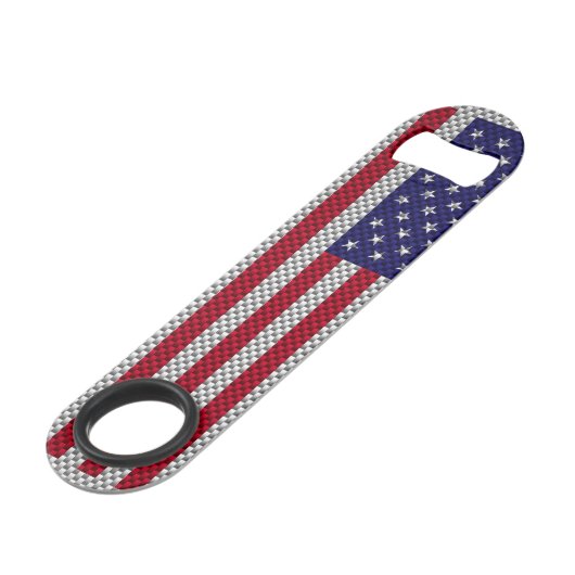Amerikaanse vlag op koolstofvezelstijldecor speed flessenopener (Voorkant Gekanteld)