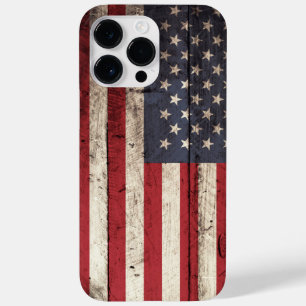 Amerikaanse vlag op oude houten korrel Case-Mate iPhone 14 pro max hoesje