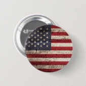 Amerikaanse vlag op oude houten korrel ronde button 5,7 cm (Voorkant /achterkant)