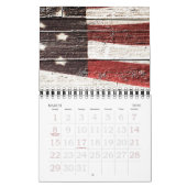 Amerikaanse vlag op roestvrijhout kalender (Mar 2026)