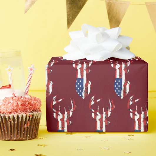 Amerikaanse vlag op rood cadeaupapier (Verjaardagsfeest)