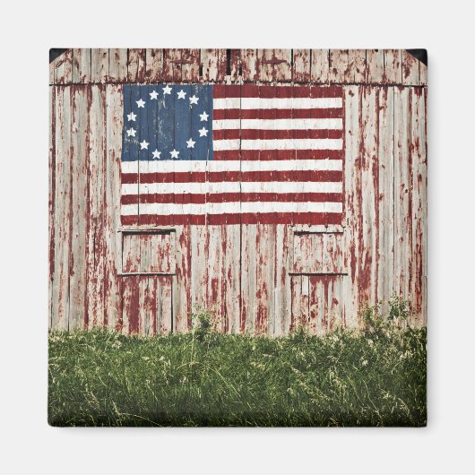 Amerikaanse vlag op schuur geschilderd magneet (Voorkant)